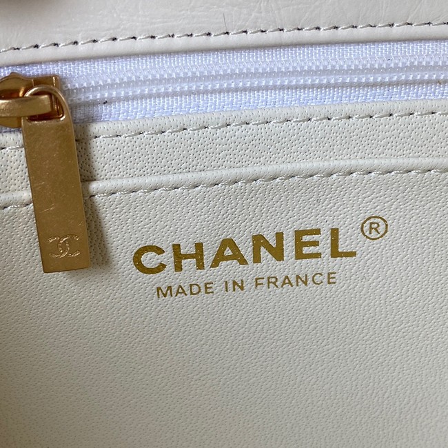 CHANEL CLASSIC WALLET ON CHAIN Calfskin & Gold-Tone Metal AS224 WHITE