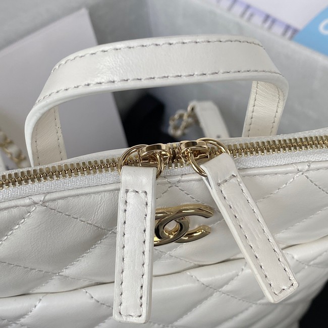 Chanel Lambskin & Gold-Tone Metal Backpack  AS3332 white