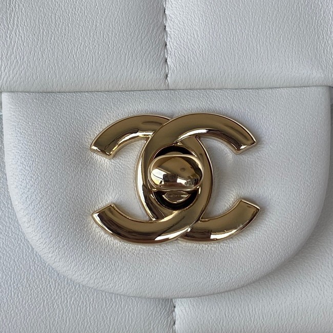 Chanel SMALL FLAP BAG Lambskin Resin & Gold-Tone Metal AS3330 white