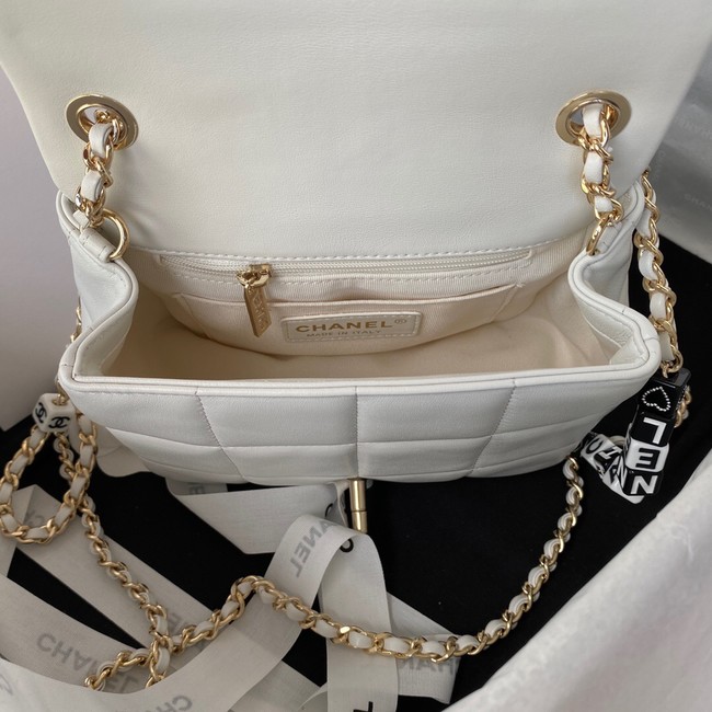 Chanel SMALL FLAP BAG Lambskin Resin & Gold-Tone Metal AS3330 white