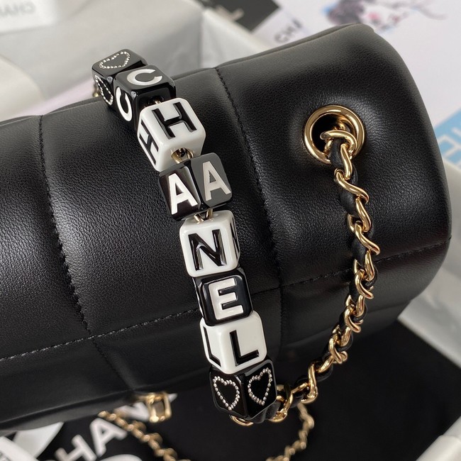 Chanel SMALL FLAP BAG Lambskin Resin & Gold-Tone Metal AS3331 black