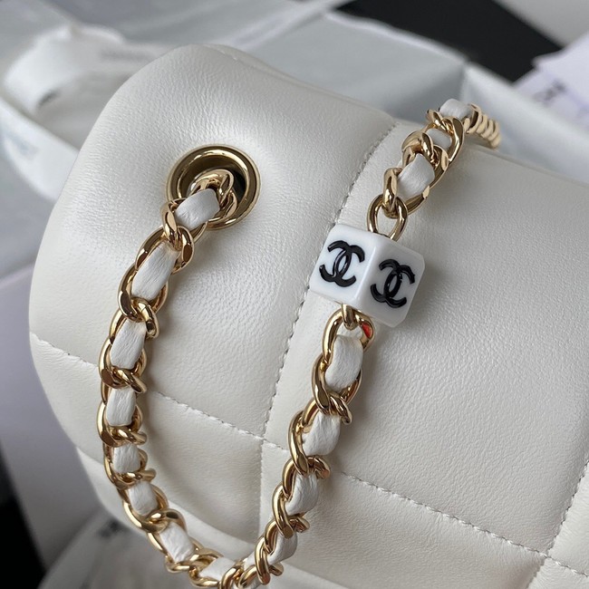 Chanel SMALL FLAP BAG Lambskin Resin & Gold-Tone Metal AS3331 white