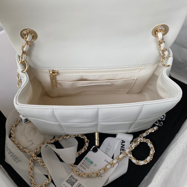 Chanel SMALL FLAP BAG Lambskin Resin & Gold-Tone Metal AS3331 white