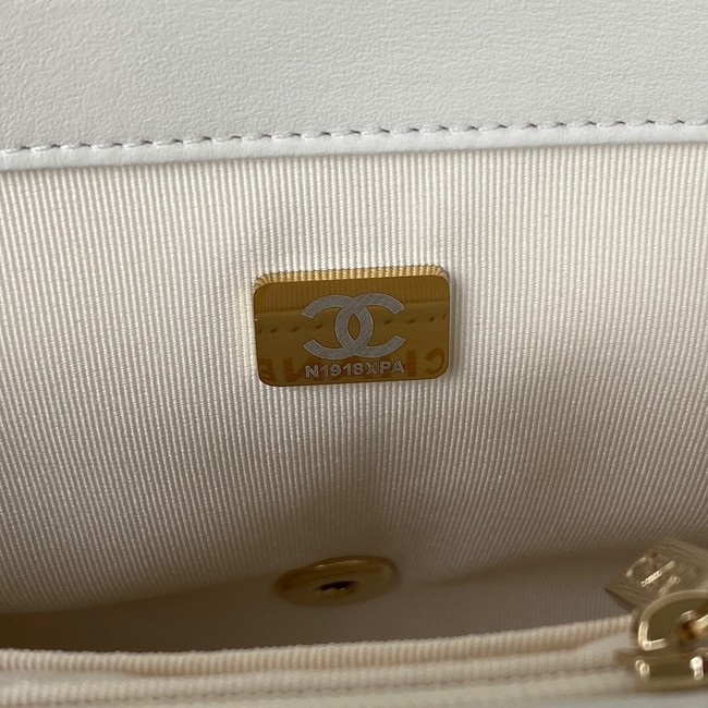 Chanel SMALL FLAP BAG Lambskin Resin & Gold-Tone Metal AS3331 white