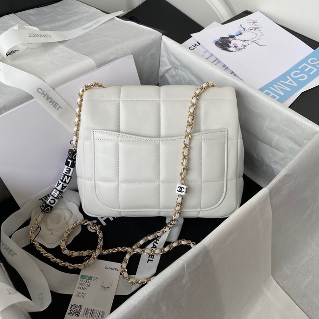 Chanel SMALL FLAP BAG Lambskin Resin & Gold-Tone Metal AS3331 white