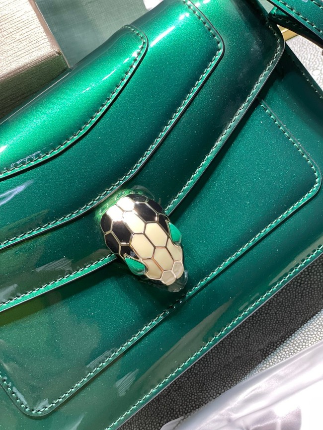 BVLGARI Serpenti Forever metallic-leather shoulder bag 292104 green