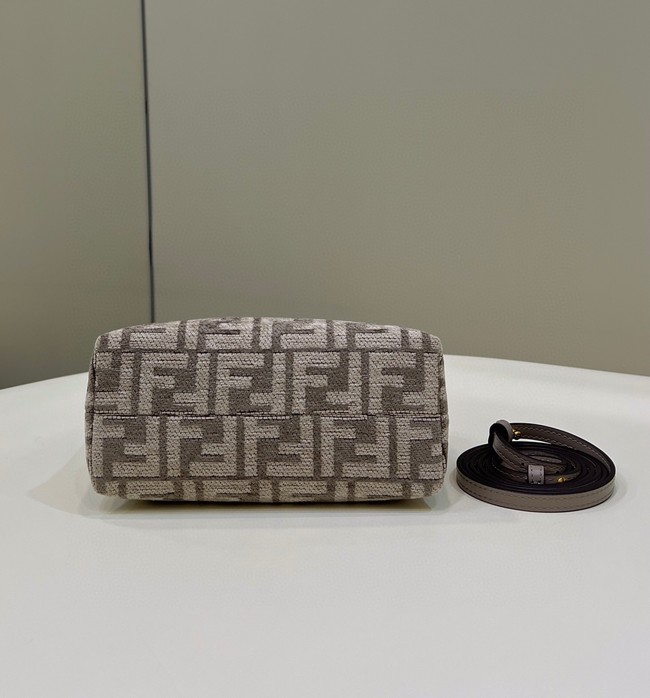 Fendi By The Way Mini Small Boston bag in dove gray tapestry fabric 8BS067A
