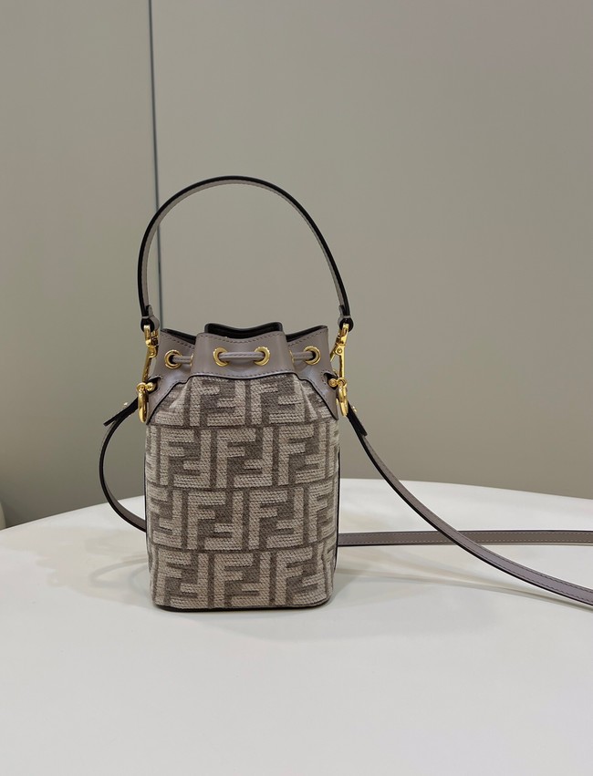 Fendi Mon Tresor Dove gray tapestry fabric mini-bag 8BS010A