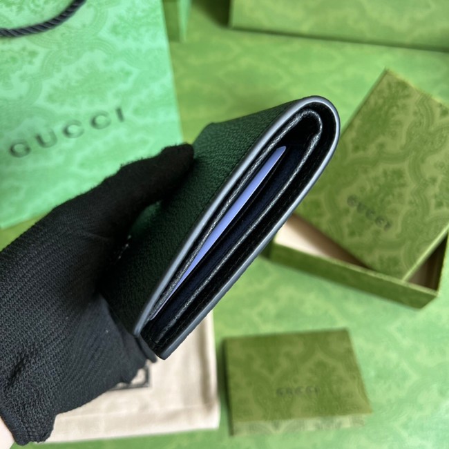 Gucci GG Marmont leather bi-fold wallet 428726 black&Tonal resin hardware