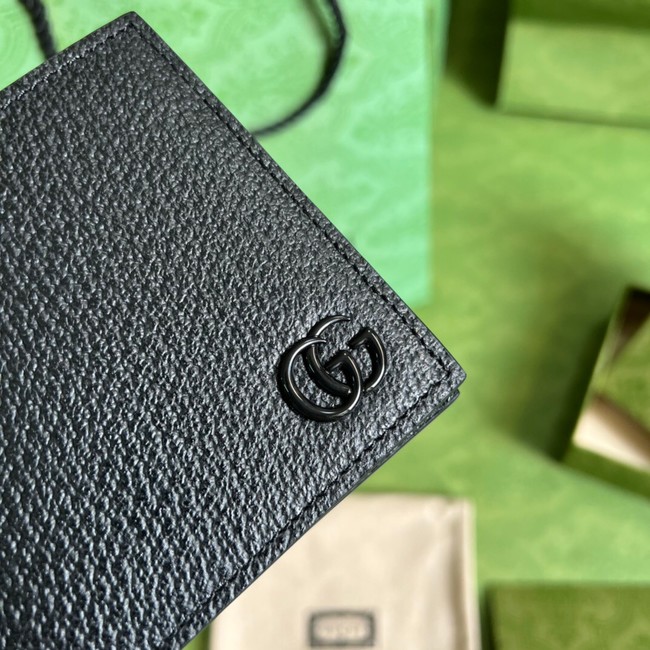 Gucci GG Marmont leather bi-fold wallet 428726 black&Tonal resin hardware