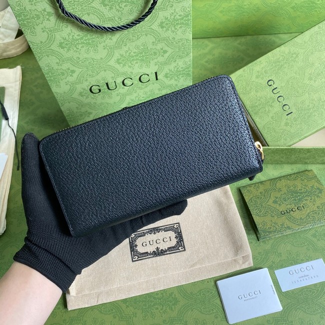 Gucci GG Marmont leather bi-fold zip around wallet 428736 black