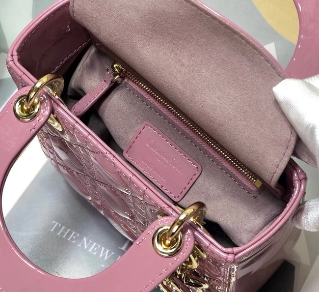 MINI LADY DIOR BAG Patent Cannage Calfskin M0505O pink