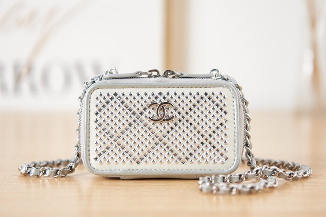 CHANEL SMALL VANITY WITH CHAIN AS2856 silver