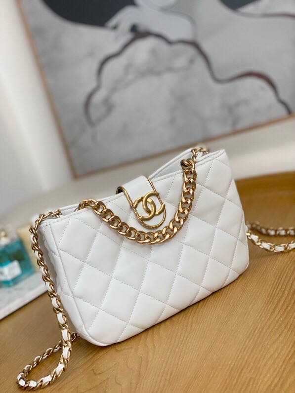 Chanel SMALL HOBO BAG AS3476 white