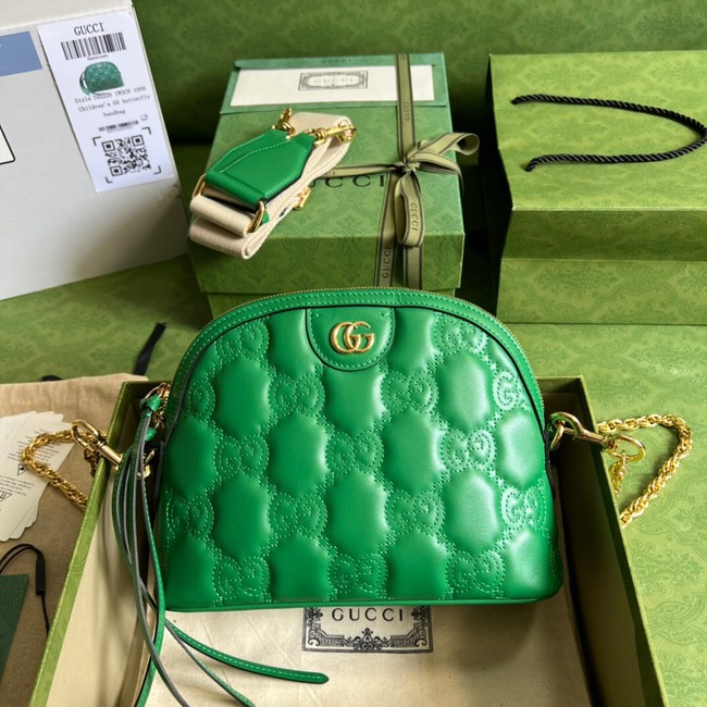 Gucci GG Matelasse leather shoulder bag 702229 Bright green