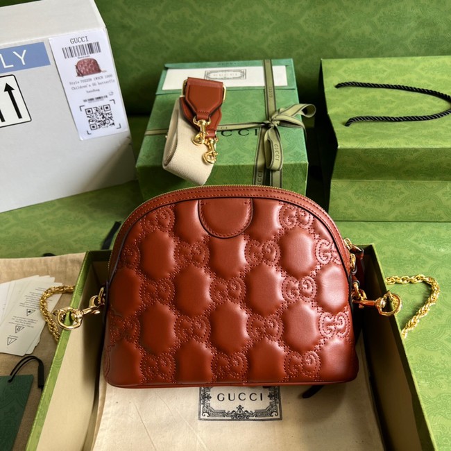 Gucci GG Matelasse leather shoulder bag 702229 Light brown