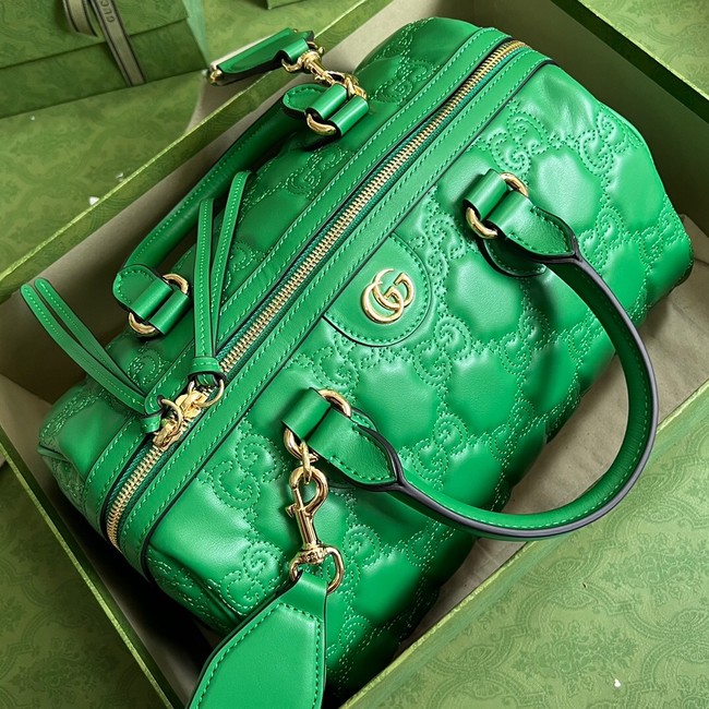 Gucci GG Matelasse leather top handle bag 702242 Bright green