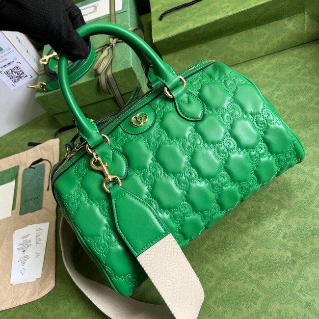 Gucci GG Matelasse leather top handle bag 702242 Bright green