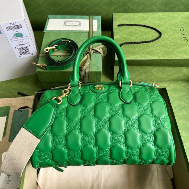 Gucci GG Matelasse leather top handle bag 702242 Bright green