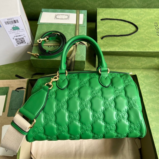 Gucci GG Matelasse leather top handle bag 702242 Bright green