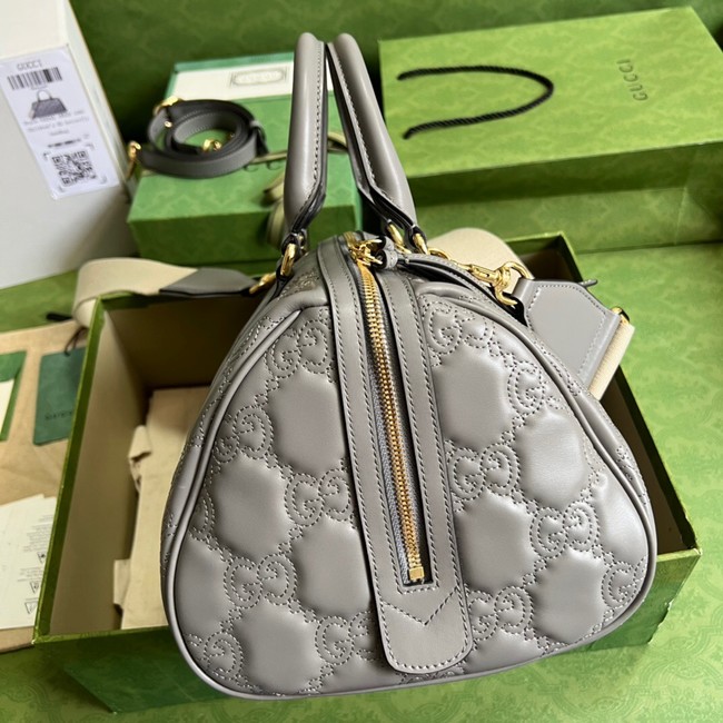 Gucci GG Matelasse leather top handle bag 702242 Dusty grey