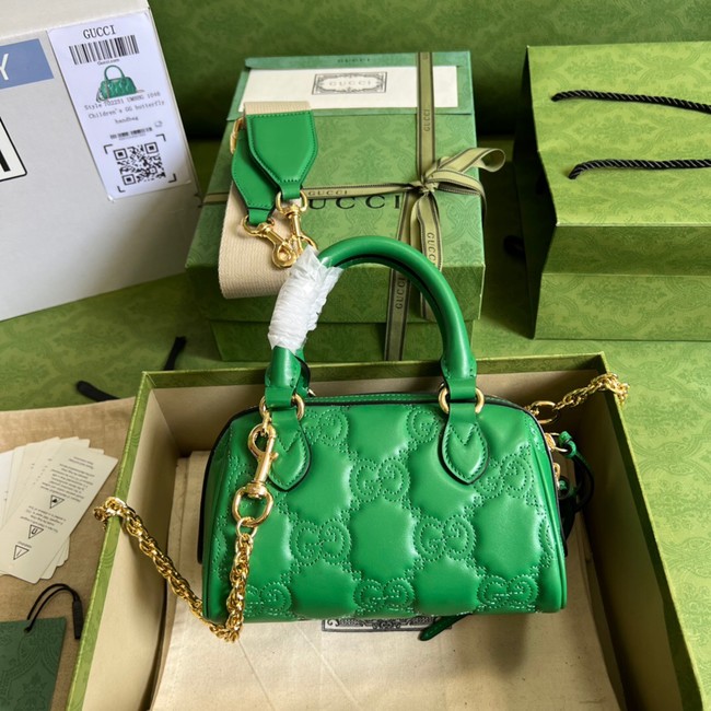 Gucci GG Matelasse leather top handle bag 702251 Bright green