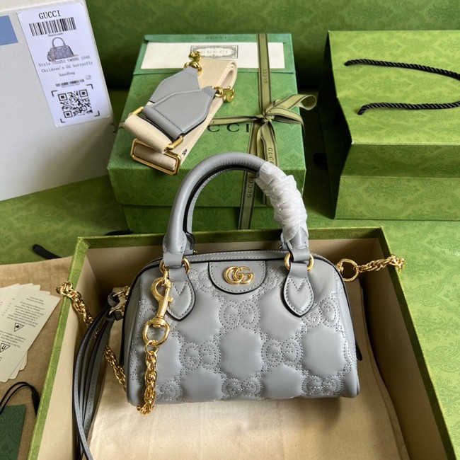 Gucci GG Matelasse leather top handle bag 702251 Dusty grey