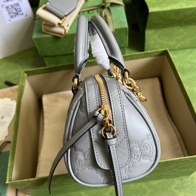 Gucci GG Matelasse leather top handle bag 702251 Dusty grey