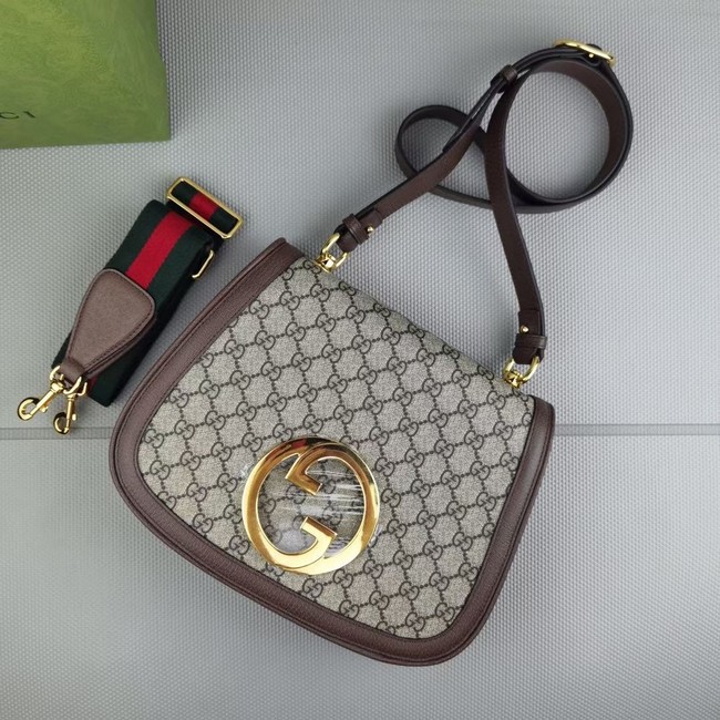 Gucci GG Supreme canvas Blondie medium shoulder bag 699210 Brown