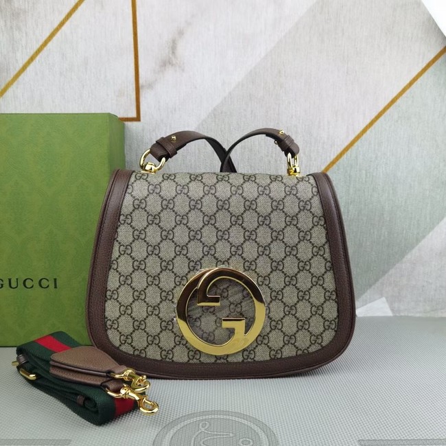 Gucci GG Supreme canvas Blondie medium shoulder bag 699210 Brown