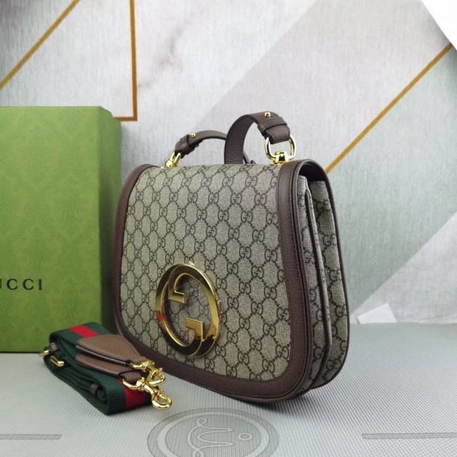 Gucci GG Supreme canvas Blondie medium shoulder bag 699210 Brown