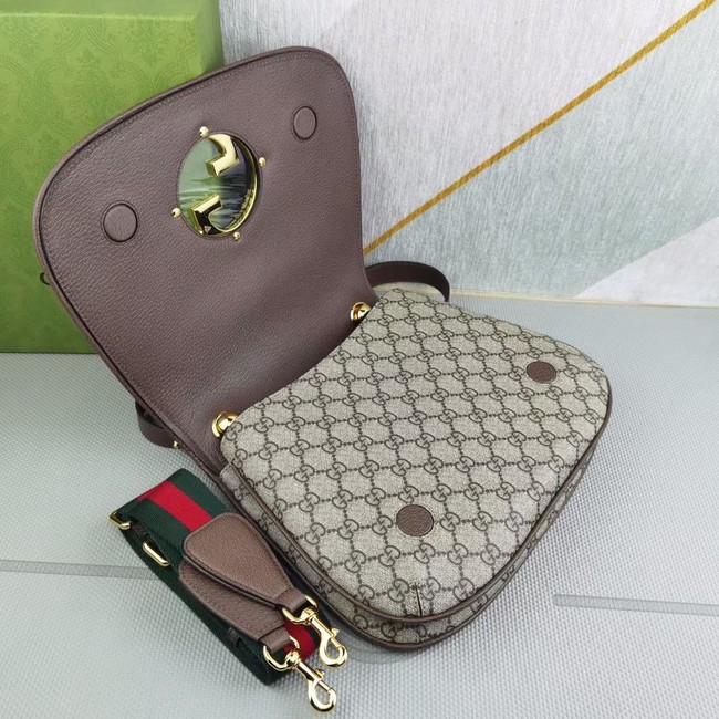 Gucci GG Supreme canvas Blondie medium shoulder bag 699210 Brown