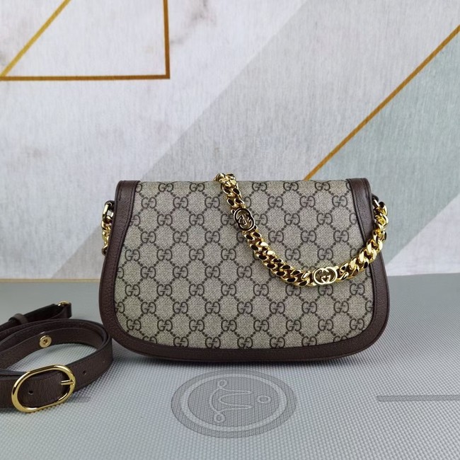 Gucci GG Supreme canvas Blondie shoulder bag 699268 Brown
