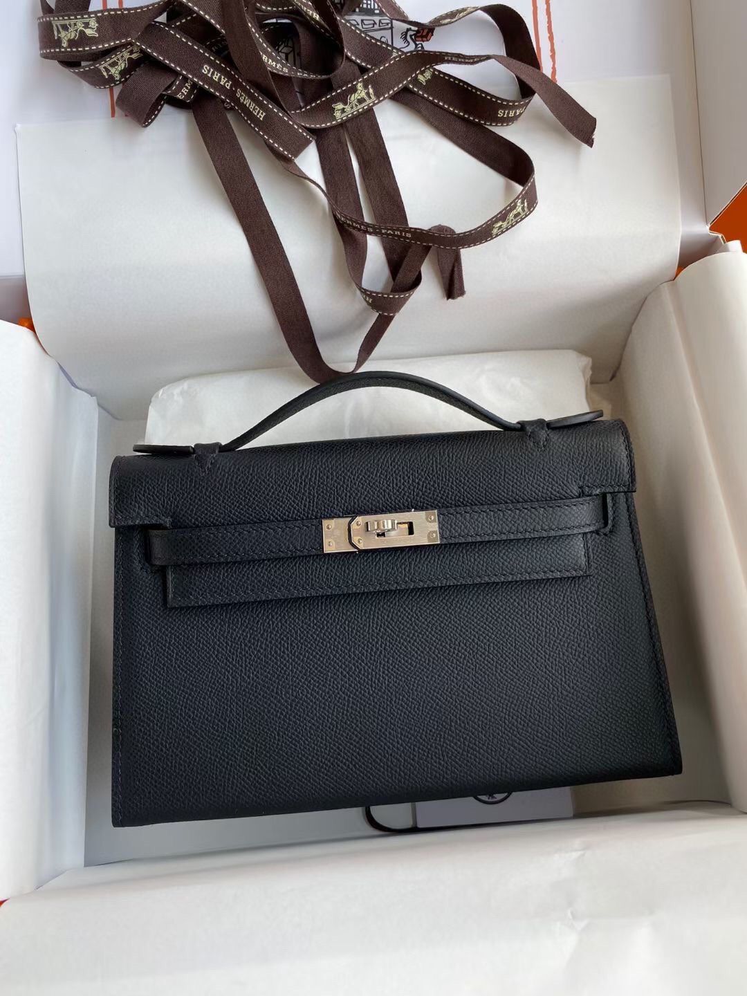 Hermes Kelly 22cm Tote Bag Original Leather KL22 Black