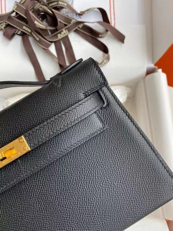 Hermes Kelly 22cm Tote Bag Original Leather KL22 Black