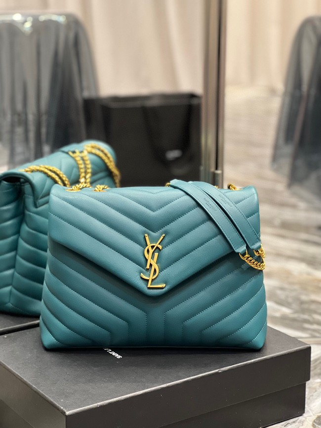 SAINT LAURENT LOULOU CHAIN BAG IN QUILTED Y LEATHER 487216 Lake blue