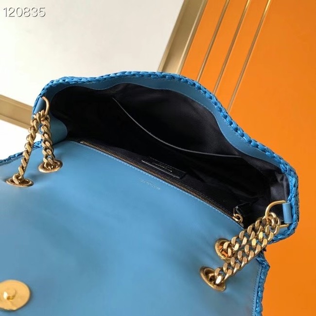 SAINT LAURENT NIKI MEDIUM CHAIN BAG IN RAFFIA 498894 Blue
