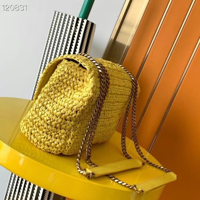 SAINT LAURENT NIKI MEDIUM CHAIN BAG IN RAFFIA 498894 yellow