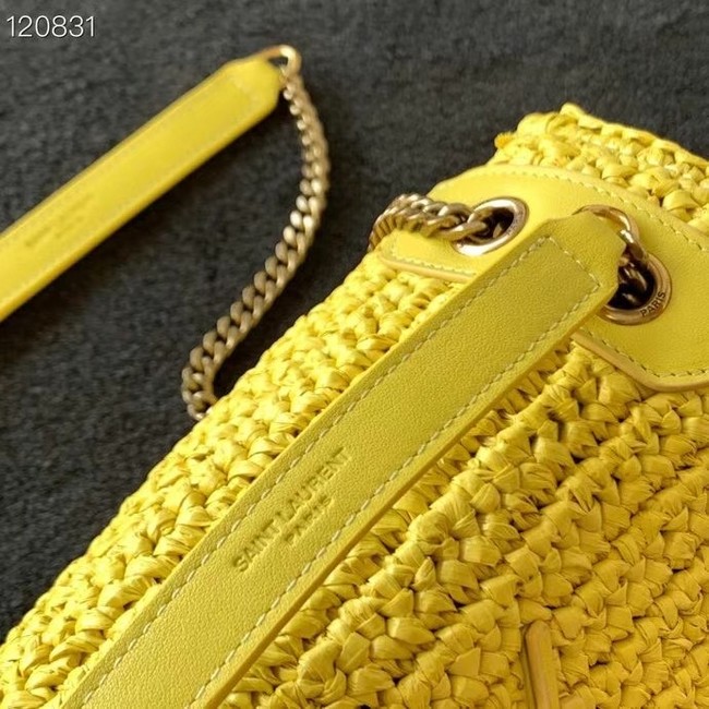 SAINT LAURENT NIKI MEDIUM CHAIN BAG IN RAFFIA 498894 yellow