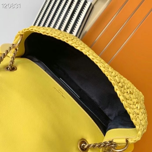 SAINT LAURENT NIKI MEDIUM CHAIN BAG IN RAFFIA 498894 yellow