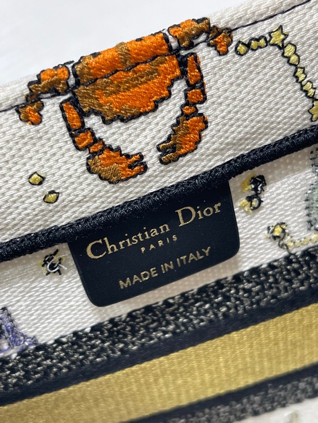 SMALL DIOR BOOK TOTE Latte Multicolor Dior Pixel Zodiac Embroidery M1265ZRTY