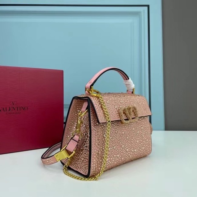 VALENTINO GARAVANI VSLING Shiny diamond Mini totebag XW2B1G9 pink&gold-Tone Metal