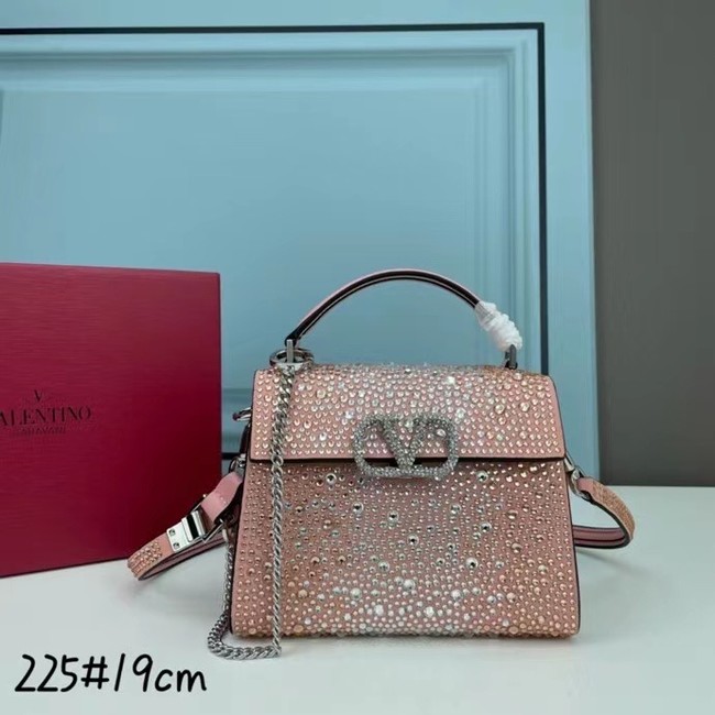 VALENTINO GARAVANI VSLING Shiny diamond Mini totebag XW2B1G9 pink&silver-Tone Metal