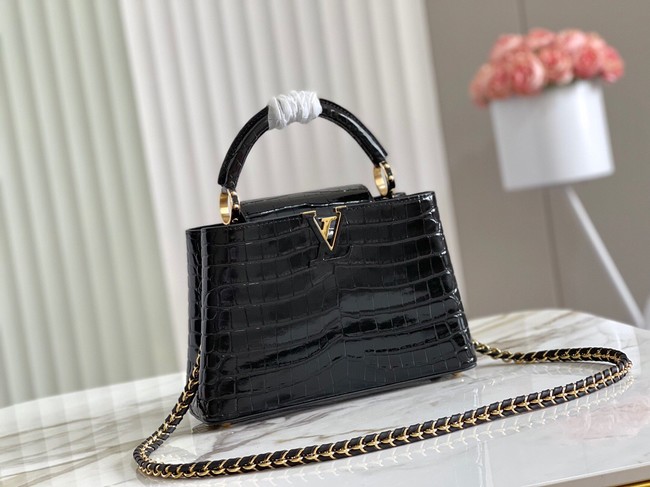 Louis Vuitton crocodile skin CAPUCINES BB M81190 black