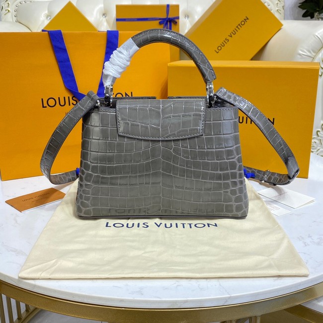 Louis Vuitton crocodile skin CAPUCINES BB M81190 dark gray