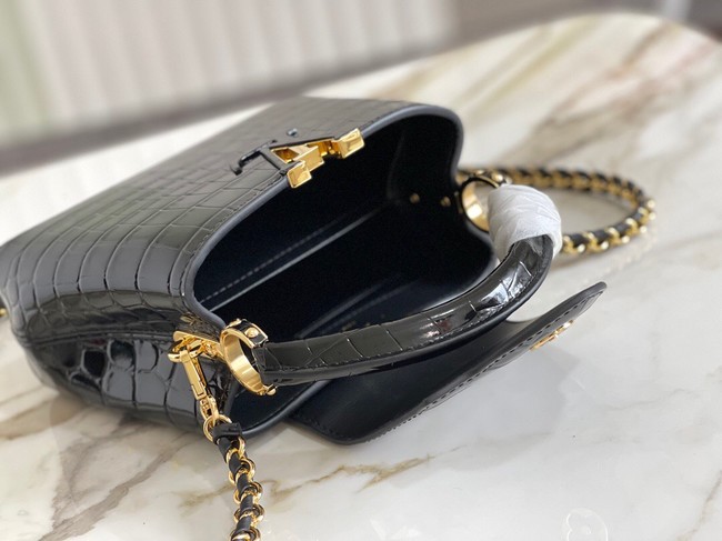 Louis Vuitton crocodile skin CAPUCINES MINI M81190 black