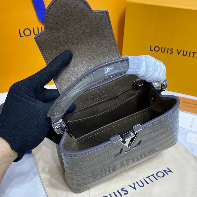 Louis Vuitton crocodile skin CAPUCINES MINI M81190 dark gray