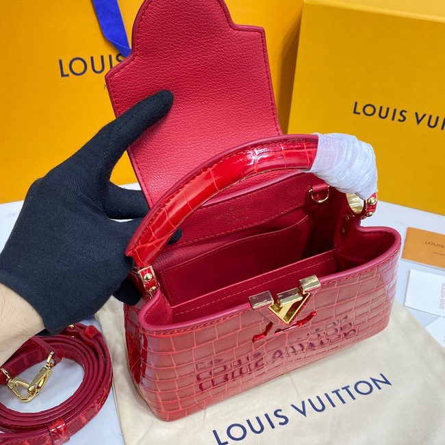 Louis Vuitton crocodile skin CAPUCINES MINI M81190 red