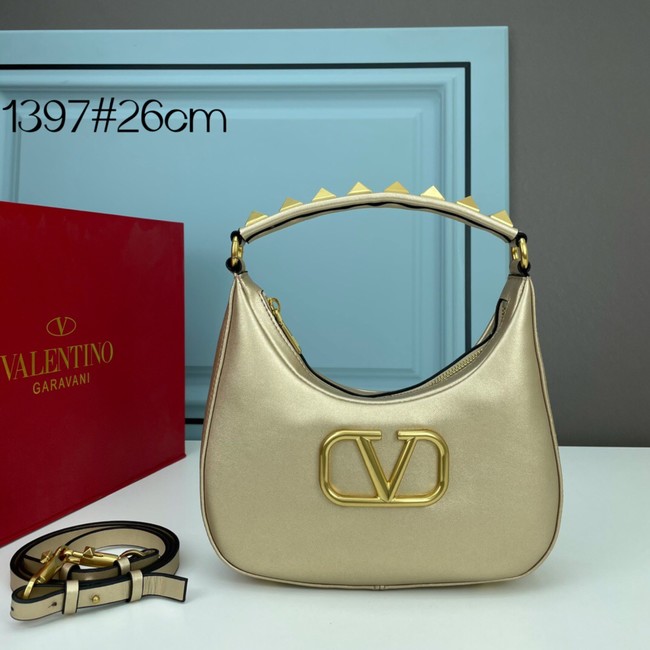 VALENTINO GARAVANI STUD SIGN Calf Leather Hobo bag 1W2B0K69 gold