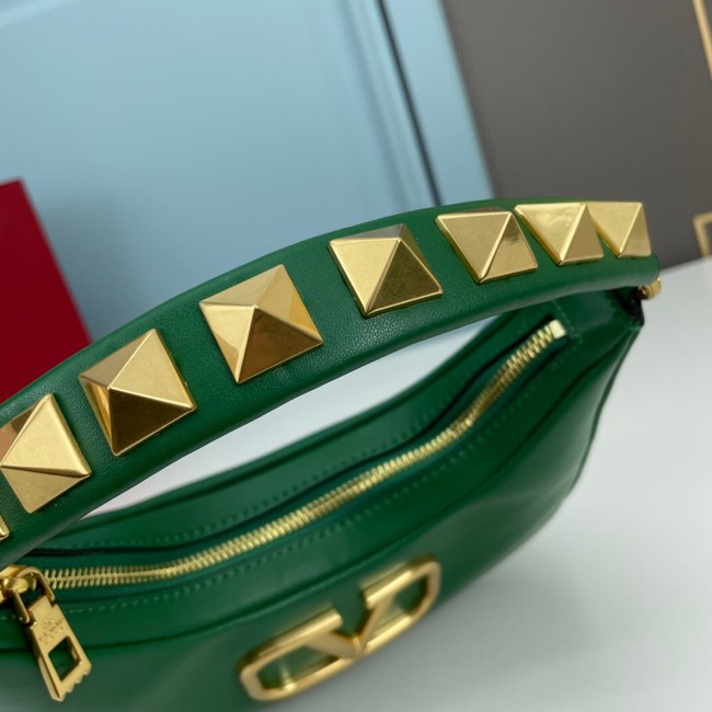 VALENTINO GARAVANI STUD SIGN Calf Leather Hobo bag 1W2B0K69 green